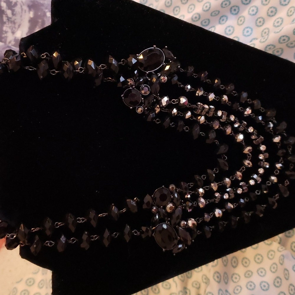 NWT WHBM Black, Clear and Grey Beaded Multi-Strand necklace